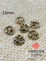 ✨ 15 mm Metal Düğme (6 adet) – Organik Formlu Modern Tasarım, Parlak Altın Renk ✨