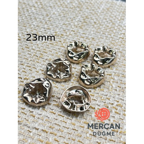 ✨ 23 mm Metal Düğme (6 adet) – Organik Formlu Modern Tasarım, Parlak Altın Renk ✨