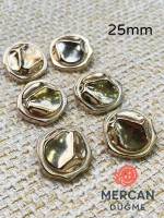 ✨ 23 mm Metal Düğme ( 6 adet ) – Organik Geometrik Tasarım, Parlak Altın Renk ✨