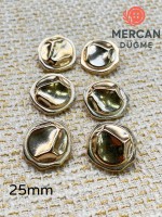 ✨ 23 mm Metal Düğme ( 6 adet ) – Organik Geometrik Tasarım, Parlak Altın Renk ✨
