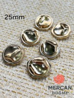 ✨ 23 mm Metal Düğme ( 6 adet ) – Organik Geometrik Tasarım, Parlak Altın Renk ✨