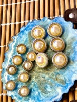 ✨ Çerçeveli İnci Detaylı Premium Düğme | Classic Couture Seri 25 mm 6 adet 15 mm 8 adet