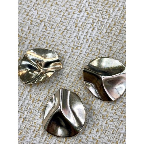 ✨ Premium Gold Metal Düğme – Modern Dalga Desenli 32MM 3 ADET