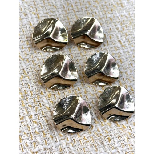 ✨ Premium Gold Metal Düğme – Modern Dalga Desenli 23 MM 6 ADET