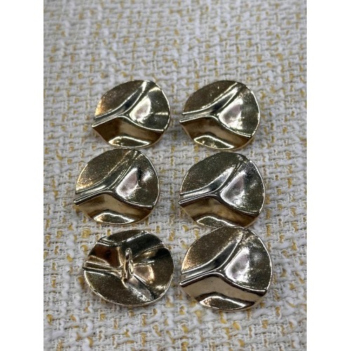 ✨ Premium Gold Metal Düğme – Modern Dalga Desenli 23 MM 6 ADET