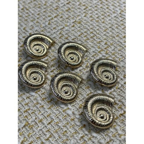 ✨ Premium Gold Metal Düğme – Spiral Deniz Kabuğu Desenli 23 MM 6 ADET