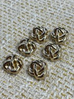 ✨18 MM  Premium Gold Metal Düğme – Örgü Düğüm Tasarımlı 6 ADET