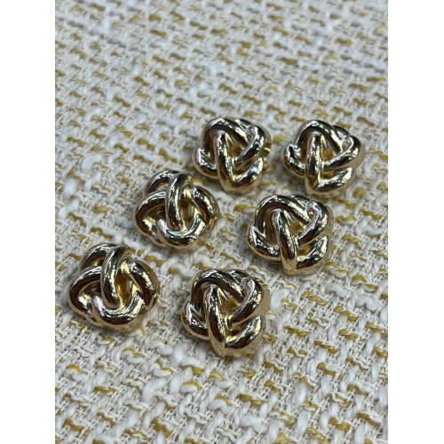 ✨18 MM  Premium Gold Metal Düğme – Örgü Düğüm Tasarımlı 6 ADET