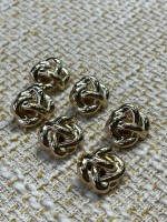 ✨18 MM  Premium Gold Metal Düğme – Örgü Düğüm Tasarımlı 6 ADET