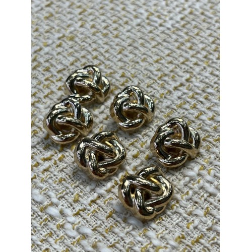 ✨18 MM  Premium Gold Metal Düğme – Örgü Düğüm Tasarımlı 6 ADET