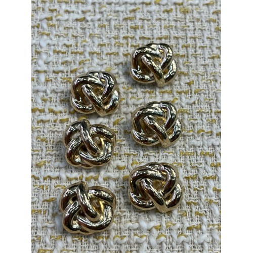 ✨18 MM  Premium Gold Metal Düğme – Örgü Düğüm Tasarımlı 6 ADET