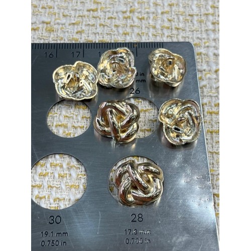 ✨18 MM  Premium Gold Metal Düğme – Örgü Düğüm Tasarımlı 6 ADET