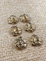 Altın Renk Gül Model Metal Düğme – Klasik & Şık Tasarım 23 mm 6 adet