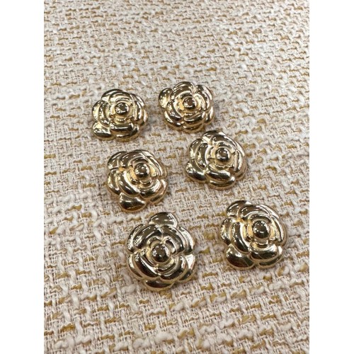 Altın Renk Gül Model Metal Düğme – Klasik & Şık Tasarım 23 mm 6 adet