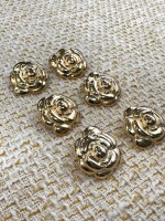 Altın Renk Gül Model Metal Düğme – Klasik & Şık Tasarım 23 mm 6 adet