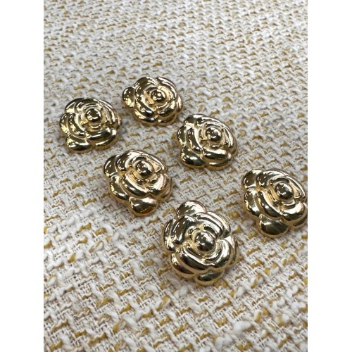 Altın Renk Gül Model Metal Düğme – Klasik & Şık Tasarım 23 mm 6 adet