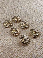 Altın Renk Gül Model Metal Düğme – Klasik & Şık Tasarım 23 mm 6 adet