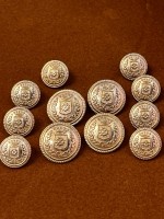 Mercan Düğme Armalı Gümüş Renk Metal Düğme Seti – Klasik Coin Tasarım