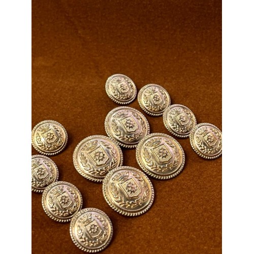 Mercan Düğme Armalı Gümüş Renk Metal Düğme Seti – Klasik Coin Tasarım