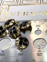 Mercan Düğme Siyah Detaylı Altın Renk Metal Düğme – Geometrik Desen (23 mm)