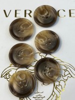 Mercan Düğme Kahverengi Mermer Desenli Polyester Düğme – Doğal Görünüm (6 Adet)  30 mm