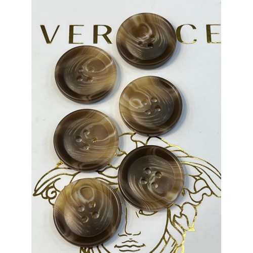 Mercan Düğme Kahverengi Mermer Desenli Polyester Düğme – Doğal Görünüm (6 Adet)  30 mm