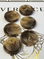 Mercan Düğme Kahverengi Mermer Desenli Polyester Düğme – Doğal Görünüm (6 Adet)  30 mm