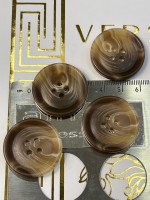 Mercan Düğme Kahverengi Mermer Desenli Polyester Düğme – Doğal Görünüm (6 Adet)  30 mm