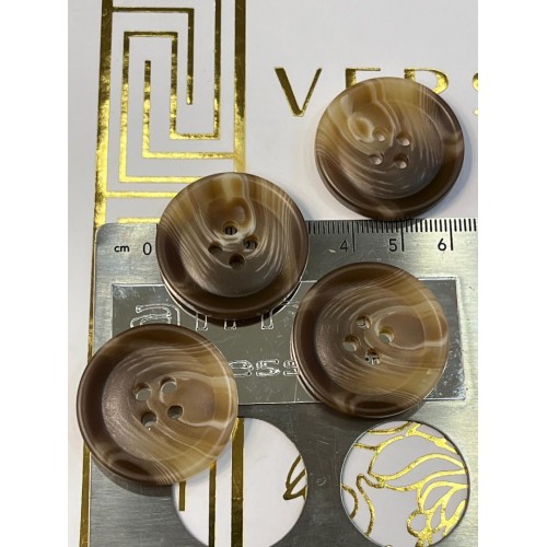 Mercan Düğme Kahverengi Mermer Desenli Polyester Düğme – Doğal Görünüm (6 Adet)  30 mm