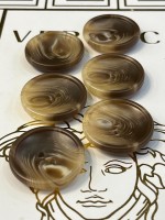 Mercan Düğme Kahverengi Mermer Desenli Polyester Düğme – 30 mm (6 Adet)