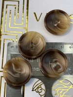 Mercan Düğme Kahverengi Mermer Desenli Polyester Düğme – 30 mm (6 Adet)