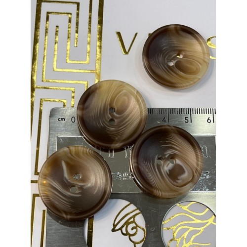 Mercan Düğme Kahverengi Mermer Desenli Polyester Düğme – 30 mm (6 Adet)