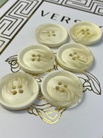 Mercan Düğme Krem Mermer Desenli Polyester Düğme – 30 mm (6 Adet)