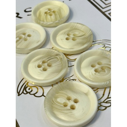 Mercan Düğme Krem Mermer Desenli Polyester Düğme – 30 mm (6 Adet)