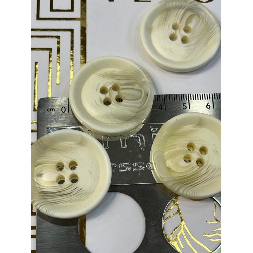 Mercan Düğme Krem Mermer Desenli Polyester Düğme – 30 mm (6 Adet)
