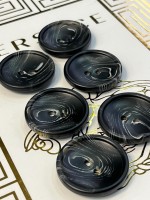 Mercan Düğme Siyah Mermer Desenli Polyester Düğme – 30 mm (6 Adet)