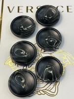 Mercan Düğme Siyah Mermer Desenli Polyester Düğme – 30 mm (6 Adet)