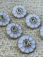 ✨ Beyaz Mineli İnci Detaylı Altın Çerçeveli Metal Dekoratif Düğme 23 MM 6 ADET