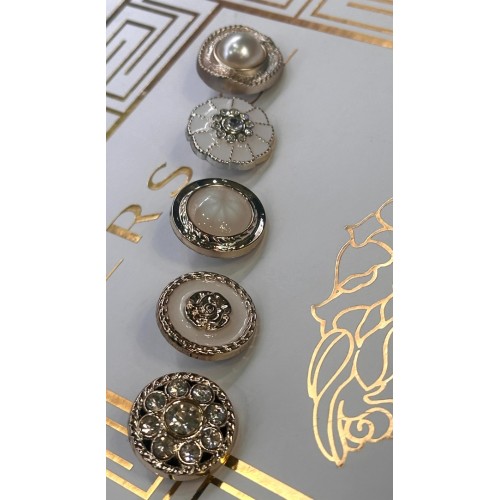 ✨ Premium Couture Gold Düğme Seti | İnci & Taş Detaylı 23 MM 5 ADET