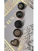 ✨ Siyah Altın Detaylı İnci ve Taşlı Dekoratif Düğme Seti