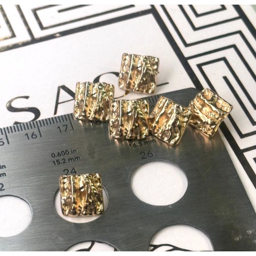 ✨ Premium Gold Dokulu Kare Düğme | Artisanal Couture Seri 15 MM 6 ADET