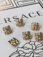 ✨ Premium Gold Dokulu Kare Düğme | Artisanal Couture Seri 15 MM 6 ADET