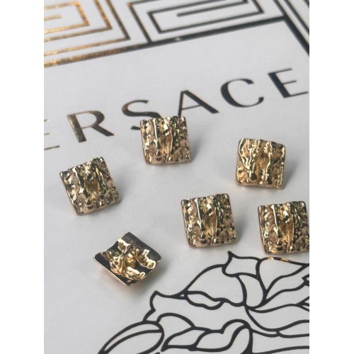 ✨ Premium Gold Dokulu Kare Düğme | Artisanal Couture Seri 15 MM 6 ADET