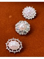 İnci ve Taş Detaylı Metal Düğme – Zarif & Lüks Tasarım 28 mm 3 adet set