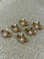 Golden Wave İnci Detaylı Metal Düğme – Şık Tasarım (6 Adet)