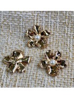 ✨ 6’lı 25 MMGold İnci Detaylı Çiçek Metal Düğme Seti – Zarif & Feminen