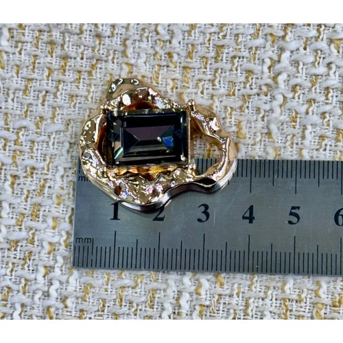 Gold Çerçeveli FÜME Kristal Düğme (3’lı Set) 37 MM