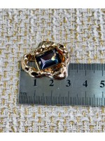 Gold Çerçeveli FÜME Kristal Düğme – 4’lü Set