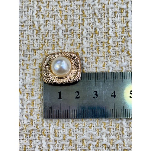 ✨ 6’lı Rose Gold İnci Detaylı Kare Metal Düğme Seti – Modern & Zarif