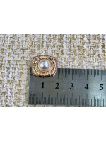 ✨ 6’lı 18 MM Rose Gold İnci Detaylı Kare Metal Düğme Seti – Modern & Zarif